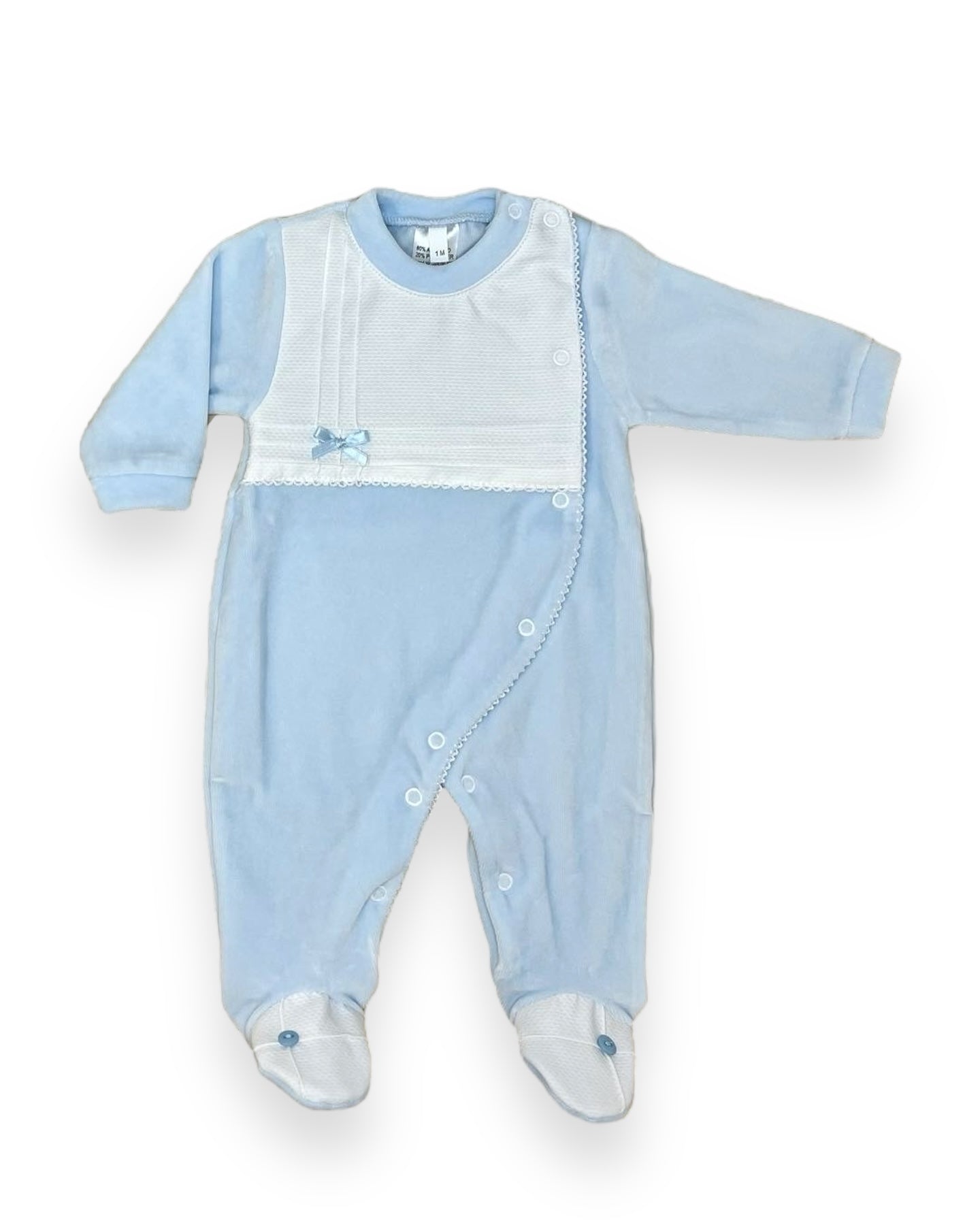 Babygrow Veludo com Piqué Branco