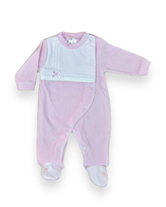 Babygrow Veludo com Piqué Branco