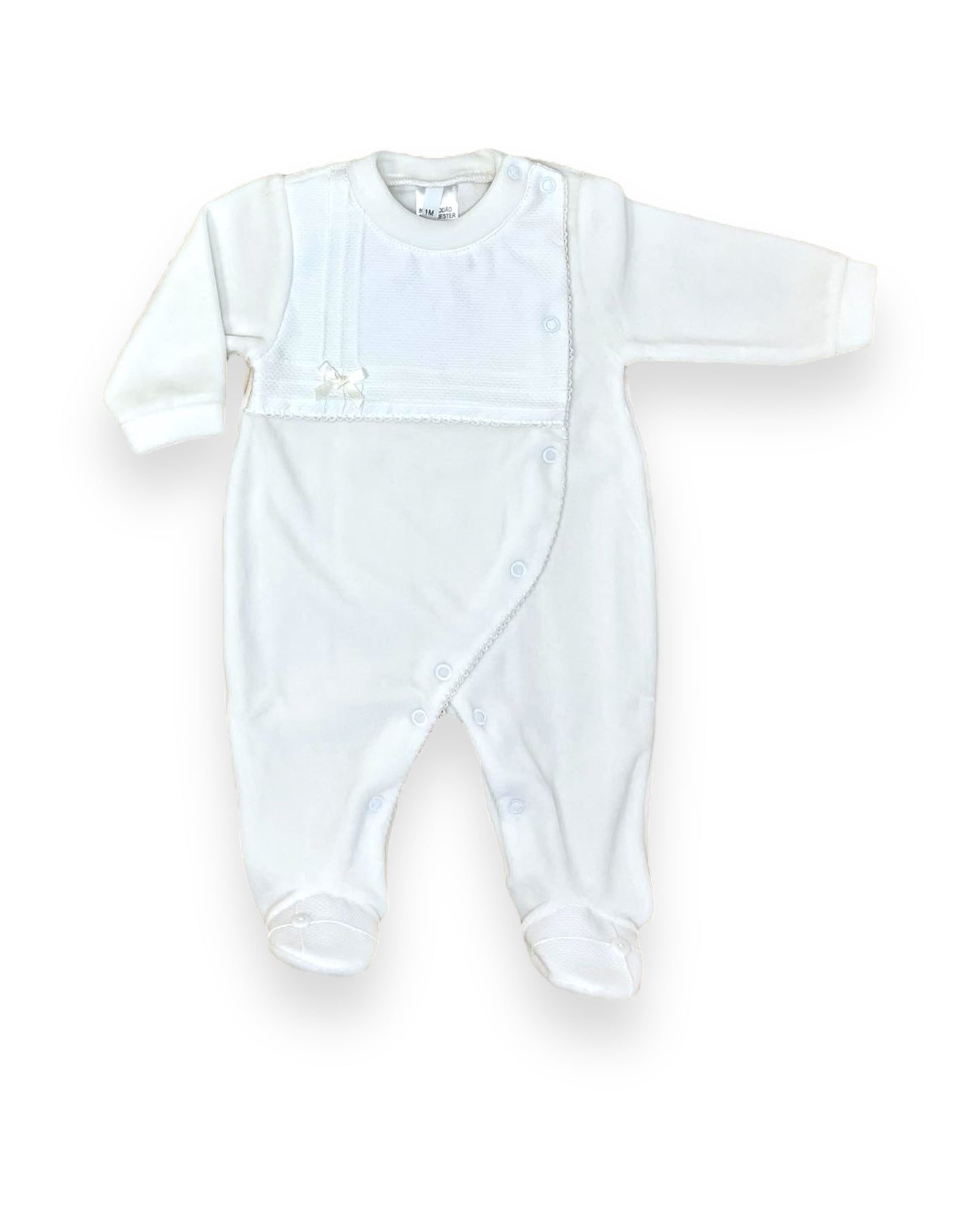 Babygrow Veludo com Piqué Branco